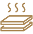 Icon of a tile with heat coming off of it, representing a heated floor